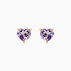 Boucles D'oreilles Puces Salona Or Jaune Amethyste Violet