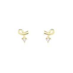 Boucles D'oreilles Puces Alvina Ruban Or Jaune Oxyde De Zirconium