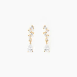 Boucles D'oreilles Pendantes Cegolene Or Jaune Oxyde De Zirconium