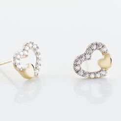 Boucles D'oreilles Puces Daria Double Coeurs Or Jaune Oxyde -Histoire d'Or B3OFJZW696 view2