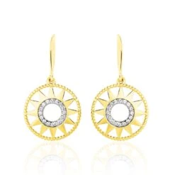 Boucles D'oreilles Pendantes Thallya Or Jaune Oxyde De Zirconium