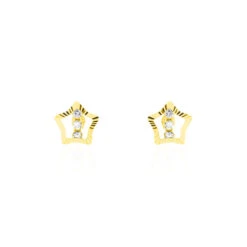 Boucles D'oreilles Puces Elais Etoile 5 Or Jaune Oxyde