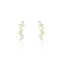 Boucles D'oreilles Puces Or Jaune Fortunella Oxydes De Zirconium