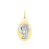 Pendentif Vierge Ovale Or Bicolore