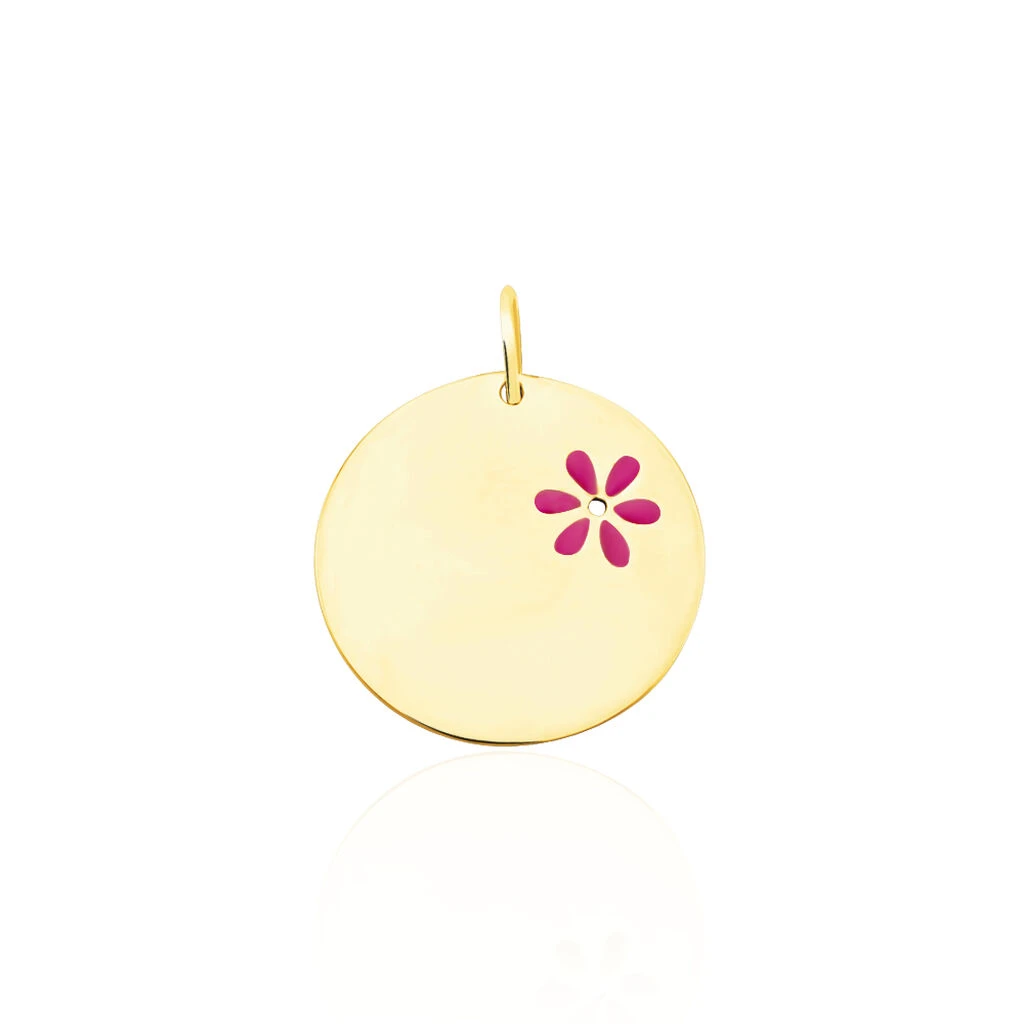 Pendentif Pastille Fleur Or Jaune 1 Pendentif Pastille Fleur Or Jaune