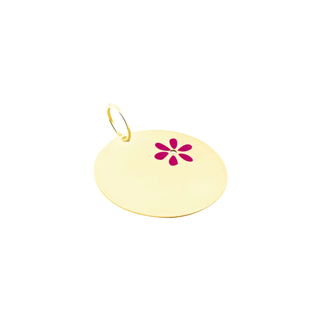 Pendentif Pastille Fleur Or Jaune 2 Pendentif Pastille Fleur Or Jaune – Image 2