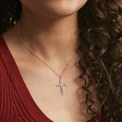 Pendentif Casey Croix Or Bicolore -Histoire d'Or B3PF2W0153 model0