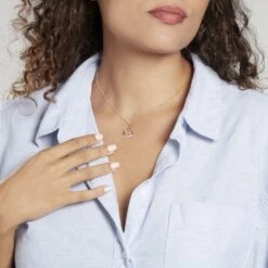 Pendentif Coeur Penche Double Or Bicolore Oxyde De Zirconium -Histoire d'Or B3PF2ZW105 model0