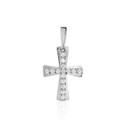 Pendentif Canice Croix Or Blanc Oxyde De Zirconium