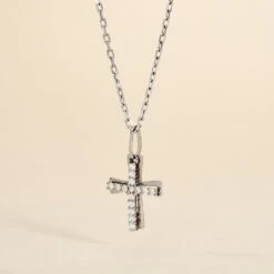 Pendentif Canice Croix Or Blanc Oxyde De Zirconium 7 Pendentif Canice Croix Or Blanc Oxyde De Zirconium -Histoire d'Or B3PMBZW001 view2