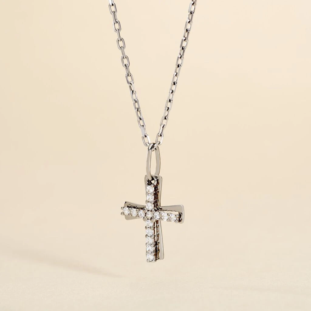 Pendentif Canice Croix Or Blanc Oxyde De Zirconium 3 Pendentif Canice Croix Or Blanc Oxyde De Zirconium – Image 3