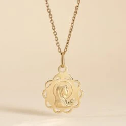 Pendentif Vierge Rond Dentelle Or Jaune -Histoire d'Or B3PMJW0212 view2