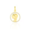 Pendentif Vierge Rond Diamante Or Jaune Oxyde De Zirconium