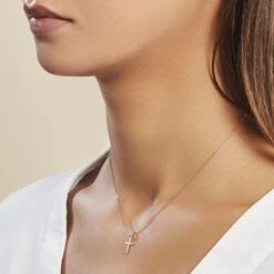 Pendentif Alyssa Croix Or Rose -Histoire d'Or B3PMRW0496 model0