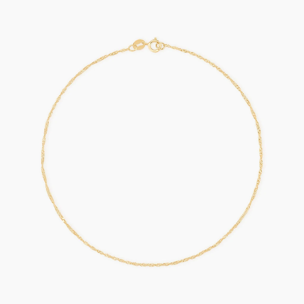 Chaîne De Cheville Maille Singapour Or Jaune 1 Chaîne De Cheville Maille Singapour Or Jaune