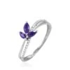 Bague Maura Or Blanc Amethyste Et Diamant