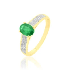 Bague Crista Or Jaune Emeraude Et Diamant