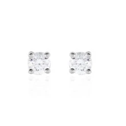 Boucles D'oreilles Puces Victoria Or Blanc Diamant