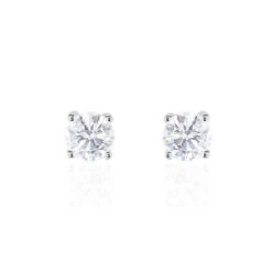 Boucles D'oreilles Puces 4 Griffes Or Blanc Diamant Synthetique -Histoire d'Or B7OFBJW011 master