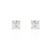 Boucles D'oreilles Puces 4 Griffes Or Jaune Diamant Synthetique