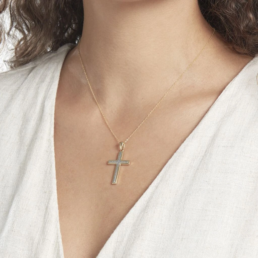 Pendentif Benny Croix Ciselee Or Bicolore 5 Pendentif Benny Croix Ciselee Or Bicolore – Image 5