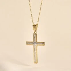 Pendentif Benny Croix Ciselee Or Bicolore 7 Pendentif Benny Croix Ciselee Or Bicolore -Histoire d'Or B7PF2W0109 view2