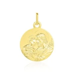 Medaille Or Jaune Christ Et Enfant
