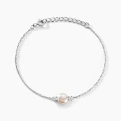 Bracelet Sari Argent Blanc Perle De Culture Et Oxyde De Zirconium