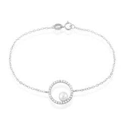 Bracelet Marthe Argent Blanc Perle De Culture Et Oxyde De Zirconium