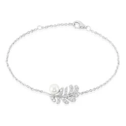 Bracelet Argent Blanc Edytha Perle De Culture Oxydes De Zirconium