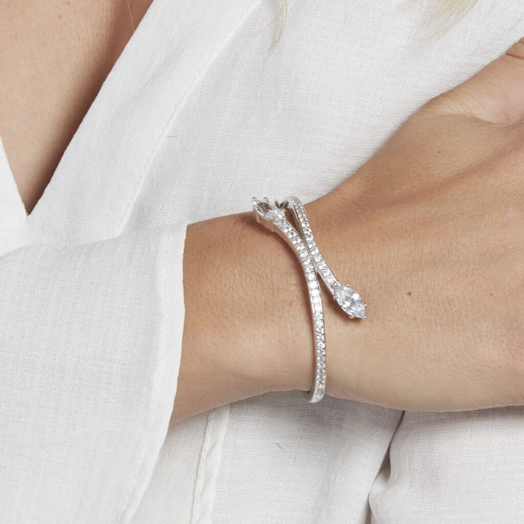 Bracelet Jonc Argent Nevarte Oxydes De Zirconium 4 Bracelet Jonc Argent Nevarte Oxydes De Zirconium – Image 4