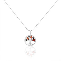 Collier Argent Blanc Odaya Ambre