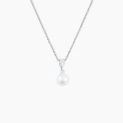 Collier Noame Argent Blanc Perle De Culture Et Oxyde De Zirconium
