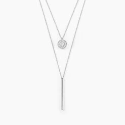 Collier Manna Argent Blanc Oxyde De Zirconium