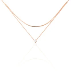 Collier Ruth Argent Rose Oxyde De Zirconium