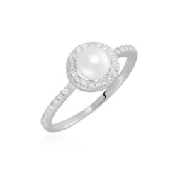 Bague Argent Blanc Suada Perle De Culture Oxyde De Zirconium