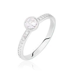 Bague Solitaire Mathylda Argent Blanc Oxyde De Zirconium
