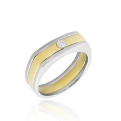 Bague Robinson Argent Bicolore Rhodié Diamant Blanc