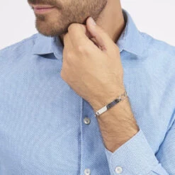 Bracelet Identité Anilo Maille Alternee 1/1 Argent Blanc -Histoire d'Or FAIHBW0265 model0