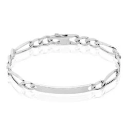 Bracelet Identité Vivian Maille Alternee 1/3 Argent Blanc