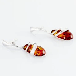 Boucles D'oreilles Pendantes Argent Blanc Melusine Ambre -Histoire d'Or FAOFBIY183 view2