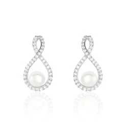 Boucles D'oreilles Pendantes Saja Argent Perle De Culture Et Oxyde