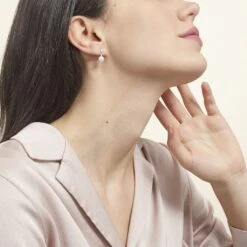 Boucles D'oreilles Pendantes Melya Argent Perle De Culture Et Oxyde -Histoire d'Or FAOFBU2136 model0