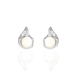 Boucles D'oreilles Puces Mellie Argent Blanc Perle De Culture