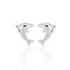 Boucles D'oreilles Puces Dauphinos Argent Blanc