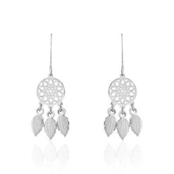 Boucles D'oreilles Pendantes Ida Argent Blanc