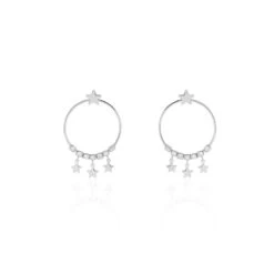 Boucles D'oreilles Argent Blanc Olie