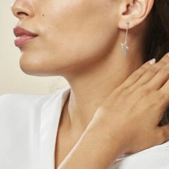 Boucles D'oreilles Pendantes Eloisa Argent Blanc -Histoire d'Or FAOFBW0748 model0