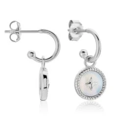 Boucles D'oreilles Pendantes Clarity Argent Blanc Nacre