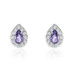 Boucles D'oreilles Puces Argent Blanc Tania Oxydes De Zirconium